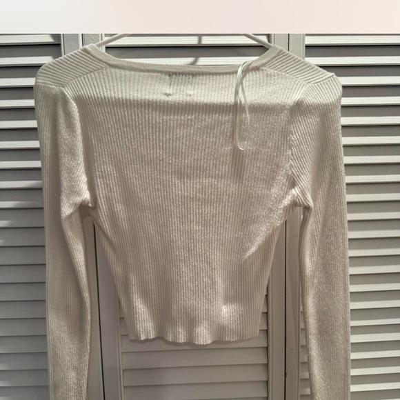 White Ribbed Crop Top - Picture 3 of 4